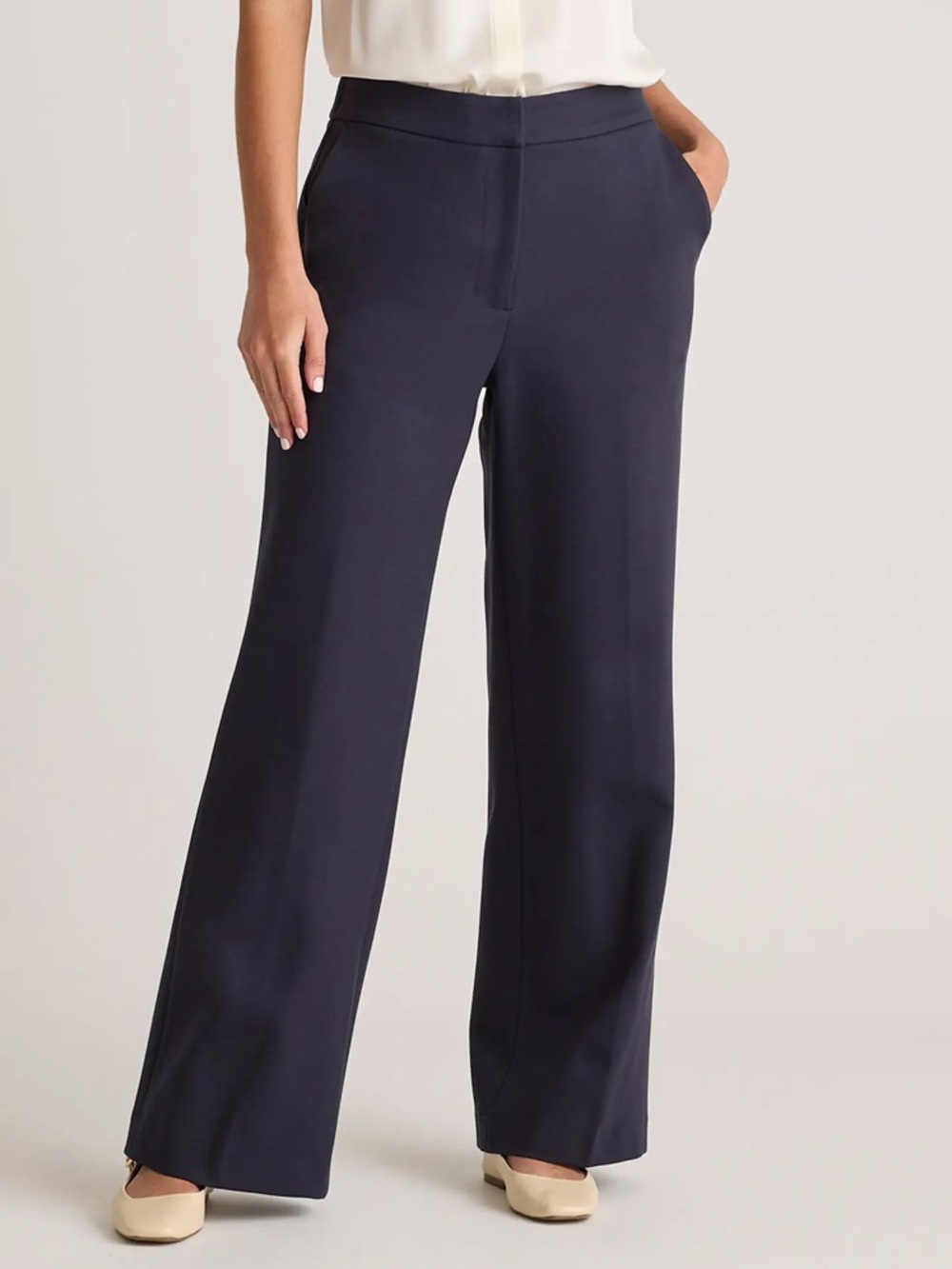 Quince Ultra-Stretch Ponte Trouser in Navy
